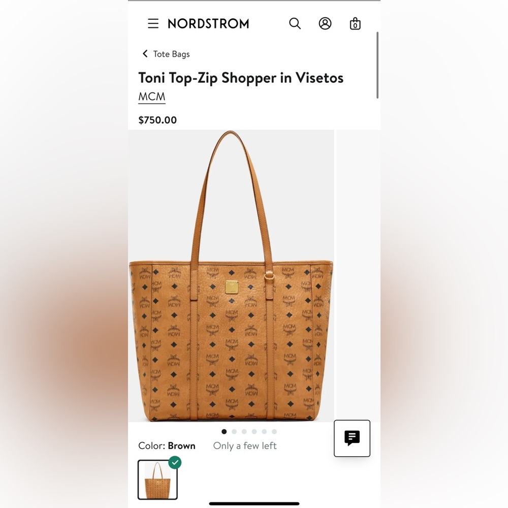 MCM Toni Top-Zip Shopper in Visetos Brown - Picture 13 of 13